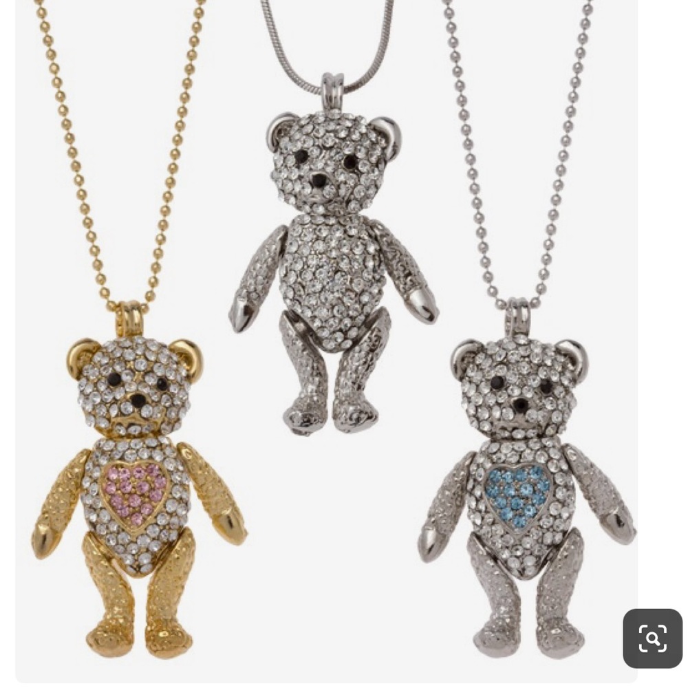 Soho Hearts Bear with Me Necklace, Blue Heart